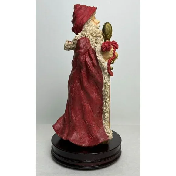 Vtg Musical Santa Figurine Wooden Base 12" Tall O Tannenbaum Wind Up Red Cape - Picture 5 of 16